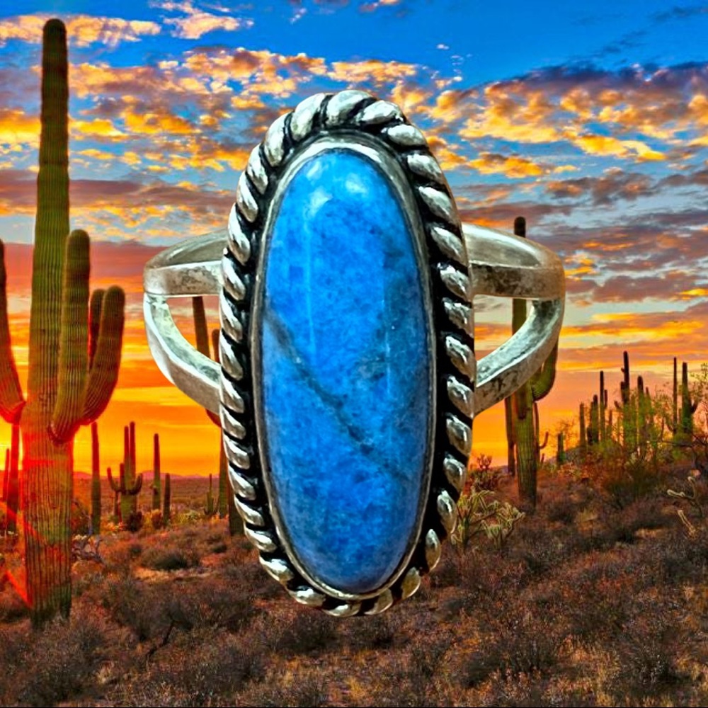 Carol Felley Denim Lapis Ring in Sterling Silver Size 8.75.